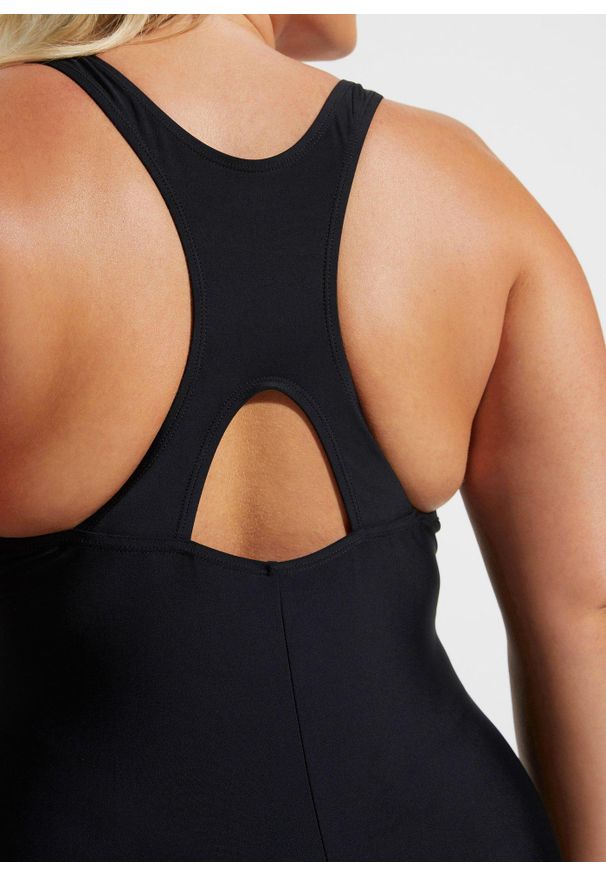 bonprix - Sportowy kostium kąpielowy z szybkoschnącego materiału. Kolor: czarny. Materiał: materiał