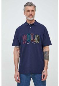 Polo Ralph Lauren polo bawełniane kolor granatowy z aplikacją. Typ kołnierza: polo. Kolor: niebieski. Materiał: bawełna. Długość: krótkie. Wzór: aplikacja #3