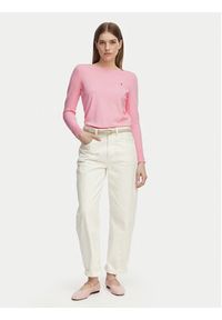 TOMMY HILFIGER - Tommy Hilfiger Sweter WW0WW40099 Różowy jasny Regular Fit. Kolor: różowy. Materiał: syntetyk #5