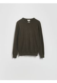 Reserved - Sweter z domieszką kaszmiru - zielony. Kolor: zielony. Materiał: kaszmir