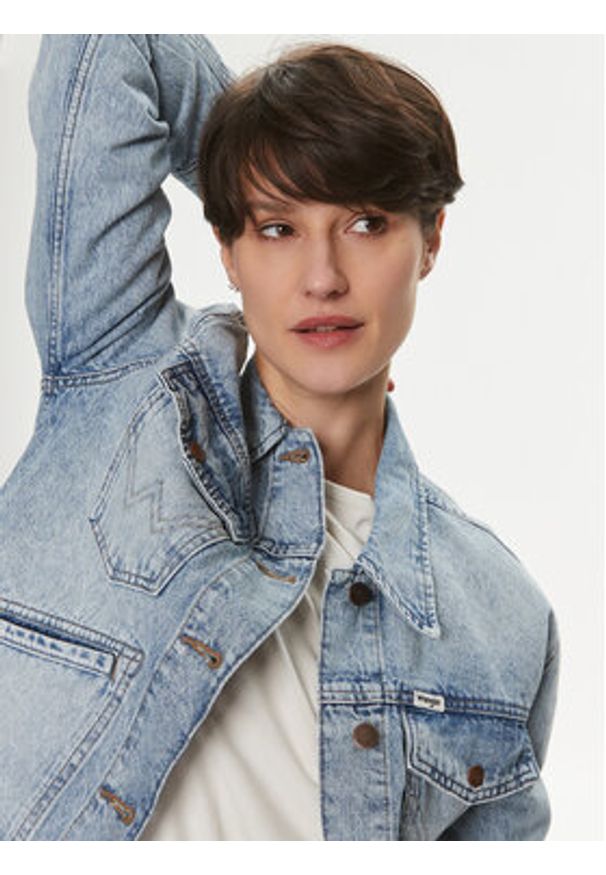 Wrangler Kurtka jeansowa Heritage 112350342 Niebieski Regular Fit. Kolor: niebieski. Materiał: bawełna