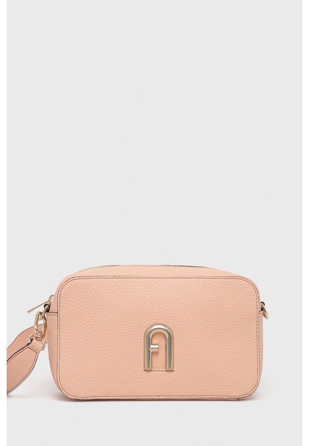 Furla torebka skórzana Primula kolor różowy. Kolor: różowy. Materiał: skórzane. Rodzaj torebki: na ramię