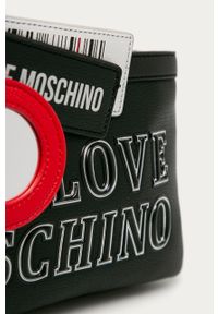 Love Moschino - Kopertówka. Kolor: czarny. Wzór: aplikacja. Dodatki: z aplikacjami. Materiał: skórzane. Rodzaj torebki: na ramię #3