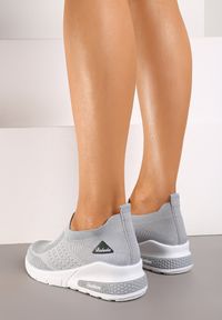 Renee - Szare Buty Sportowe Amathane. Wysokość cholewki: przed kostkę. Zapięcie: bez zapięcia. Kolor: szary. Materiał: materiał. Szerokość cholewki: normalna. Wzór: aplikacja. Obcas: na koturnie #7