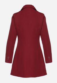 Born2be - Bordowa Sukienka Marynarka z Kwiatami 3D i Usztywnioną Linią Ramion Nelailis. Okazja: na co dzień. Kolor: czerwony. Wzór: kwiaty. Typ sukienki: proste. Styl: glamour, casual, elegancki #2