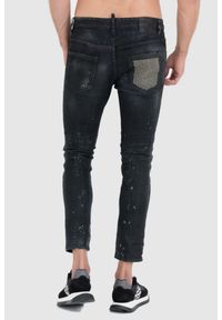 DSQUARED2 Czarne męskie jeansy black ring studs wash skater jeans, Rozmiar 52. Kolor: czarny