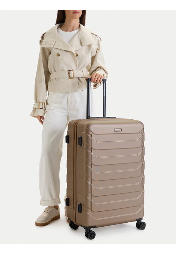 Gino Rossi - GINO ROSSI Walizka duża GIN-L-002-05-GOLD Złoty. Kolor: złoty. Materiał: materiał