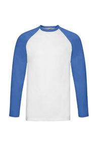FRUIT OF THE LOOM - Męska Koszulka Baseballowa Z Długim Rękawem Valueweight. Kolor: biały, wielokolorowy, niebieski. Długość rękawa: długi rękaw. Długość: długie