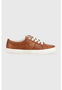 Lauren Ralph Lauren sneakersy skórzane Janson II kolor brązowy 802775372001. Nosek buta: okrągły. Kolor: brązowy. Materiał: skóra #1