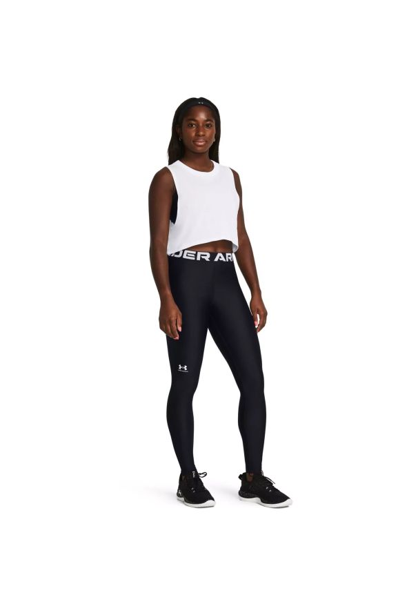 Under Armour UA HG LEGGING Legginsy damskie. Kolor: czarny. Materiał: tkanina, materiał, skóra. Styl: klasyczny, sportowy