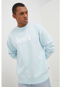 Levi's® - Levi's bluza męska z nadrukiem. Okazja: na spotkanie biznesowe. Kolor: niebieski. Materiał: dzianina. Wzór: nadruk. Styl: biznesowy