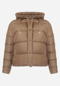 Born2be - Beżowa Pikowana Kurtka Płaszcz z Regulacją Długości Mutileni. Kolor: beżowy. Wzór: aplikacja. Styl: klasyczny #8