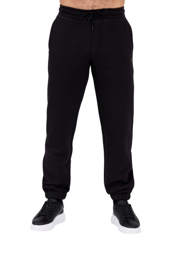 Calvin Klein - CALVIN KLEIN Czarne męskie spodnie dresowe, Rozmiar S. Kolor: czarny. Materiał: dresówka. Wzór: haft