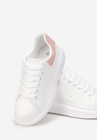 Born2be - Biało-Różowe Sneakersy Phoebia. Nosek buta: okrągły. Kolor: biały. Szerokość cholewki: normalna #5