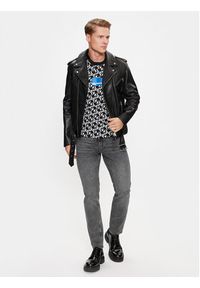 Karl Lagerfeld Jeans - KARL LAGERFELD T-Shirt Klj Monogram Aop Sslv Tee 236D1752 Czarny Regular Fit. Typ kołnierza: dekolt w karo. Kolor: czarny. Materiał: bawełna #4