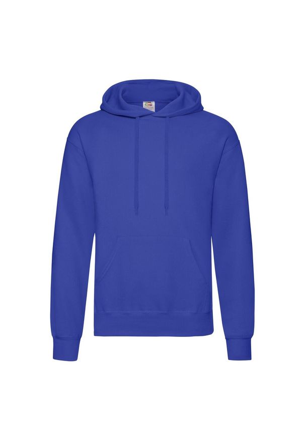 FRUIT OF THE LOOM - Męska Klasyczna Bluza Z Kapturem. Typ kołnierza: kaptur. Kolor: niebieski