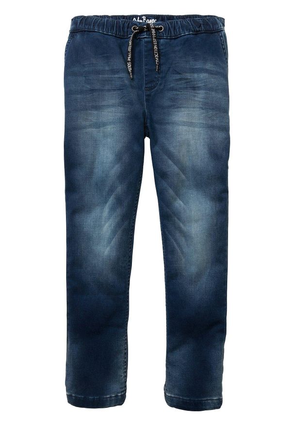 bonprix - Dżinsy dresowe z gumką w talii, o kroju regular fit, proste nogawki. Kolor: niebieski