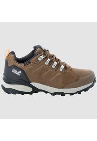 Buty trekkingowe damskie Jack Wolfskin Refugio Texapore Low. Zapięcie: sznurówki. Kolor: brązowy, wielokolorowy, szary. Materiał: guma, tkanina, zamsz. Szerokość cholewki: normalna. Styl: sportowy