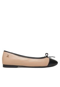 TOMMY HILFIGER - Tommy Hilfiger Baleriny Toe Cap Leather Ballerina FW0FW08759 Écru. Materiał: skóra
