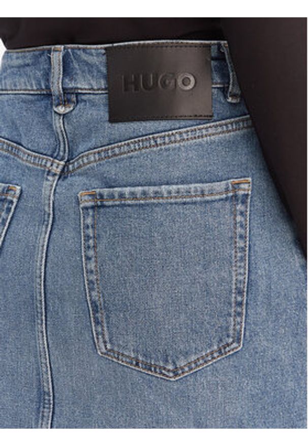 Hugo - HUGO Spódnica jeansowa Gilvie 50553182 Niebieski Regular Fit. Kolor: niebieski. Materiał: bawełna