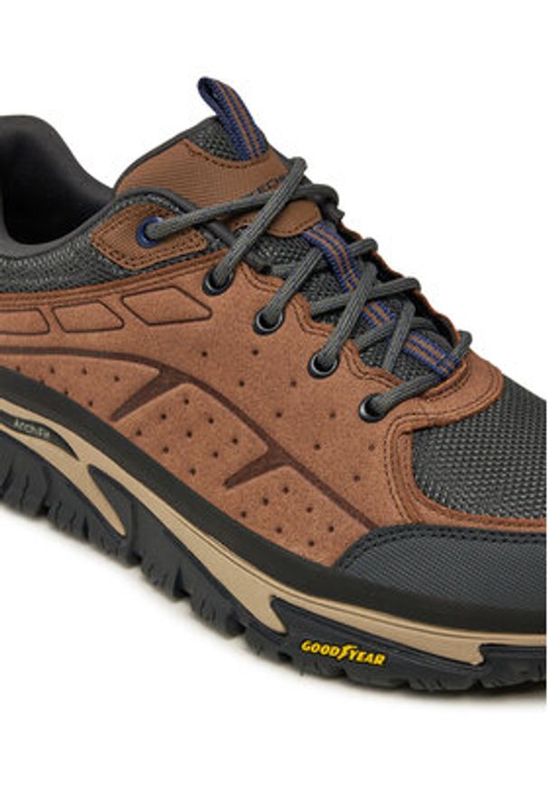 skechers - Skechers Sneakersy Arch Fit Road Walker 237488/BRMT Brązowy. Kolor: brązowy. Materiał: skóra