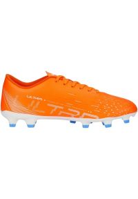 Buty piłkarskie Puma Ultra Play FG/AG M 107224 01 pomarańczowe pomarańcze i czerwienie. Zapięcie: sznurówki. Kolor: pomarańczowy. Materiał: syntetyk. Szerokość cholewki: normalna. Sport: piłka nożna