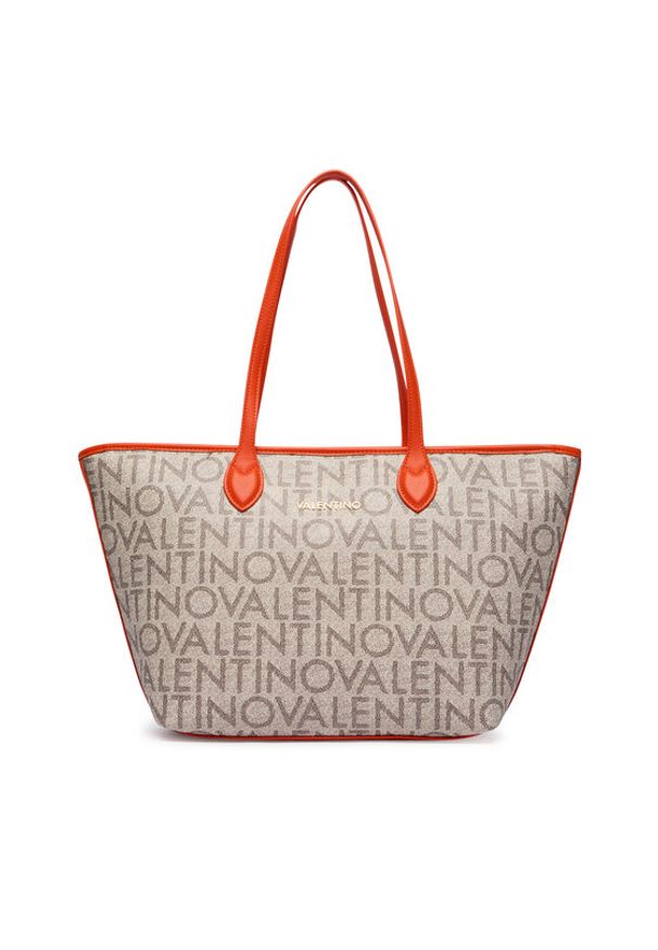 VALENTINO - Valentino Torebka Logo VBSA1F02 Beżowy. Kolor: beżowy. Materiał: skórzane