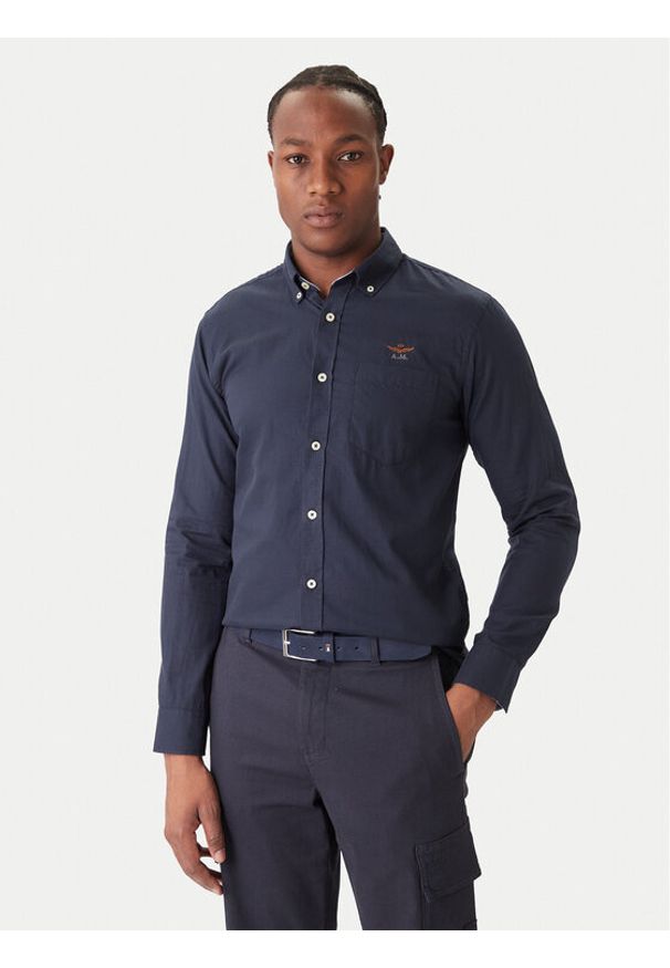 Aeronautica Militare Koszula 252CA1277UCT03532 Granatowy Regular Fit. Kolor: niebieski. Materiał: bawełna