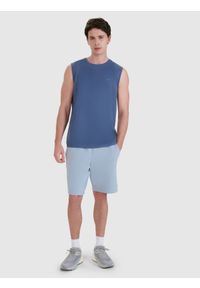 4f - 4F Tank top regular gładki męski - granatowy XL. Kolor: niebieski. Materiał: dzianina, jersey, bawełna. Długość rękawa: na ramiączkach. Wzór: gładki #2