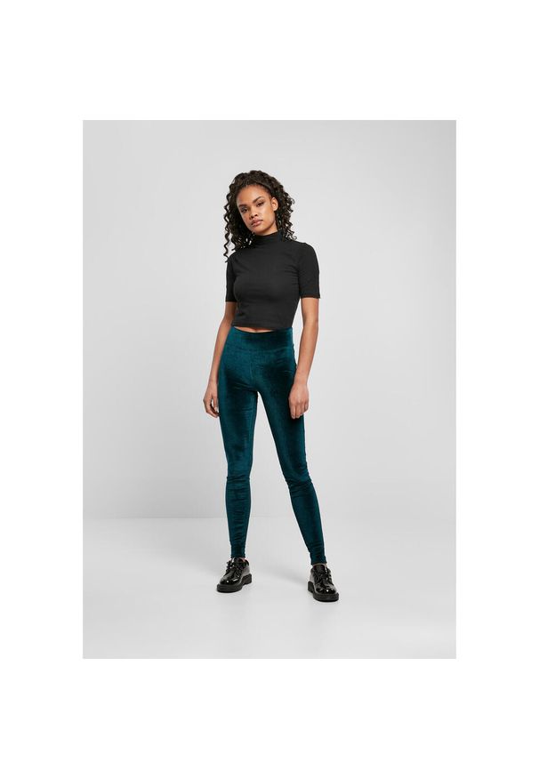 Damskie legginsy z wysoką talią Urban Classics velvet. Stan: podwyższony. Kolor: wielokolorowy, niebieski, różowy