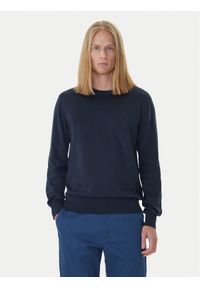 Calvin Klein Sweter LV040BM343 Granatowy Regular Fit. Kolor: niebieski. Materiał: bawełna