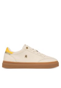 TOMMY HILFIGER - Tommy Hilfiger Sneakersy CHIC SNEAKER ELEVATED FW0FW09400 Beżowy. Kolor: beżowy. Materiał: skóra #1