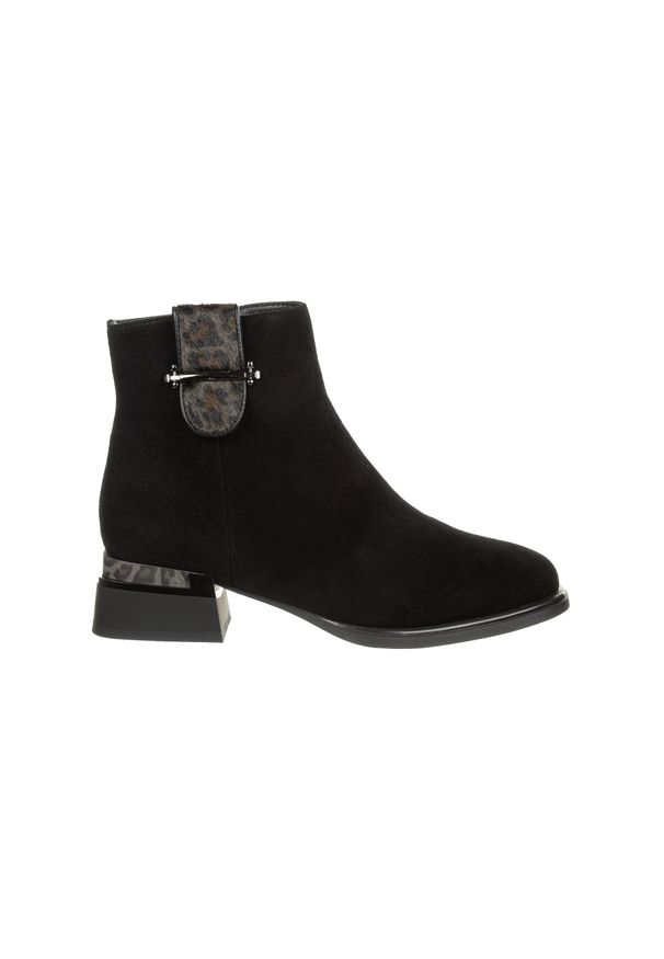 Botki Loretta Vitale W3313 Black 514287, Czarny, Skóra naturalna - 36. Okazja: na co dzień. Kolor: czarny. Materiał: skóra. Szerokość cholewki: normalna. Wzór: motyw zwierzęcy. Styl: casual