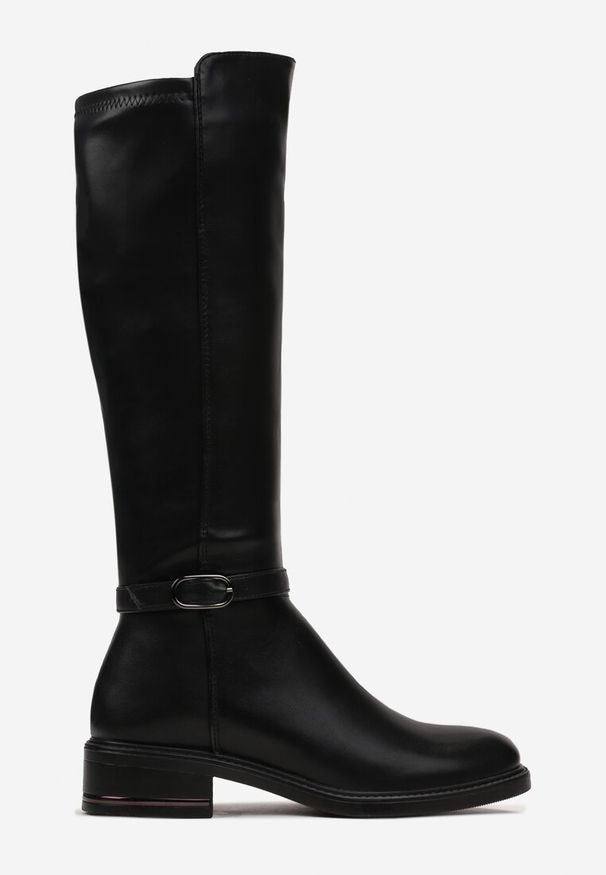 Born2be - Czarne Kozaki Muszkieterki z Delikatną Klamrą Phaeia. Zapięcie: klamry. Kolor: czarny