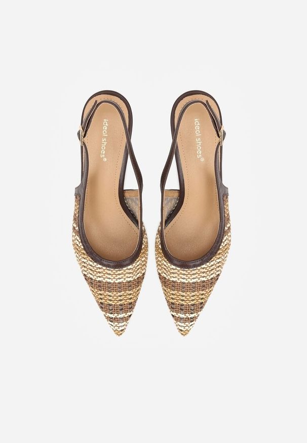 Born2be - Brązowe Sandały Ozdobione Plecionką Oaratune. Okazja: na co dzień. Zapięcie: sprzączka. Kolor: brązowy. Wzór: aplikacja. Materiał: jeans. Sezon: lato. Obcas: na obcasie. Styl: casual, klasyczny, elegancki. Wysokość obcasa: średni