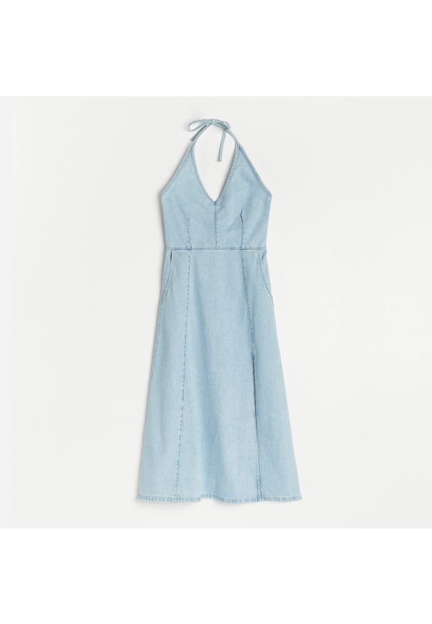 Reserved - Bawełniana sukienka midi - Niebieski. Kolor: niebieski. Materiał: bawełna. Długość: midi