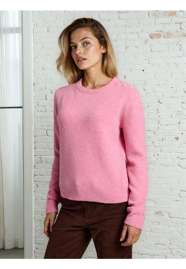 Sinsay - Sweter z domieszką wełny - różowy. Kolor: różowy. Materiał: wełna