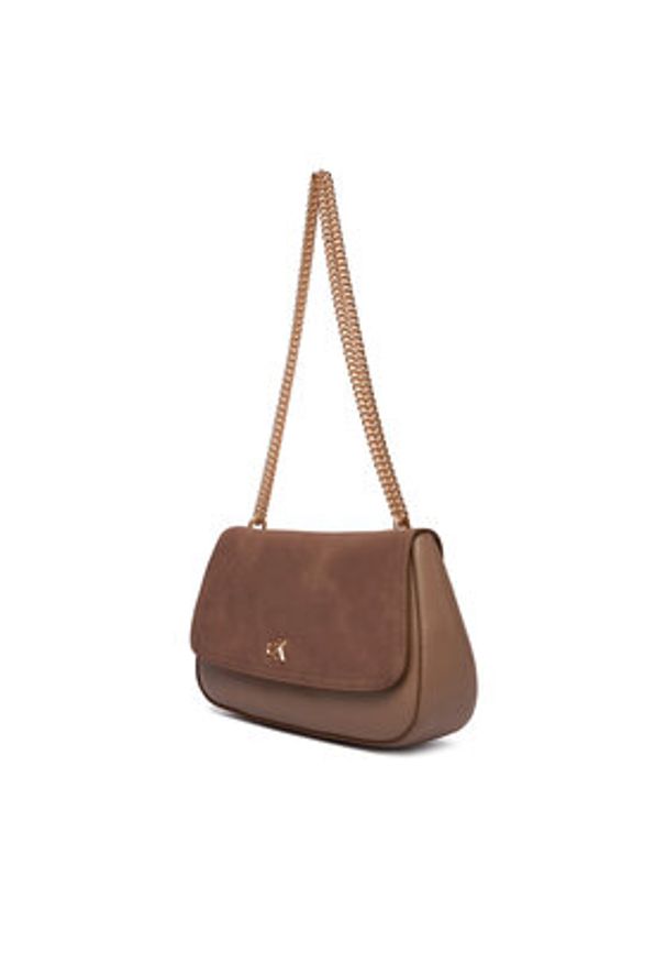 Calvin Klein Torebka Ck Conv Chain Brushed Medium Bag LV04F3407G Beżowy. Kolor: beżowy. Materiał: skórzane