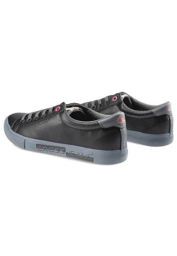Czarne Trampki Cross Jeans Męskie Sznurowane Buty. Okazja: na co dzień. Zapięcie: sznurówki. Kolor: czarny. Materiał: guma, materiał, skóra ekologiczna, skóra. Szerokość cholewki: normalna. Wzór: aplikacja. Styl: casual, sportowy, klasyczny