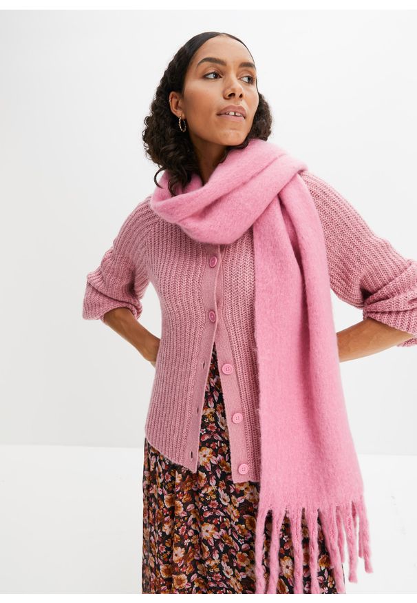 bonprix - Sweter rozpinany z rękawami raglanowymi. Kolor: różowy. Długość rękawa: raglanowy rękaw