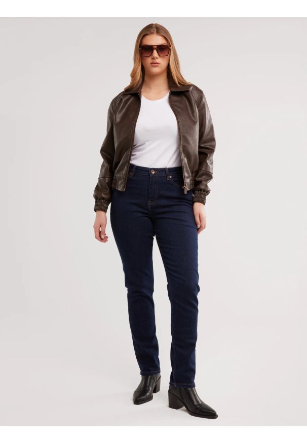 Big-Star - Jeansy damskie z wysokim stanem granatowe Katrina High Waist 720. Okazja: na co dzień, na spotkanie biznesowe, do pracy. Stan: podwyższony. Kolor: niebieski. Styl: biznesowy, elegancki, casual, klasyczny, wizytowy