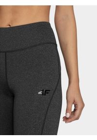 4f - Legginsy treningowe szybkoschnące damskie. Stan: podwyższony. Kolor: czarny. Materiał: materiał, dzianina. Długość: do kostek. Sport: fitness