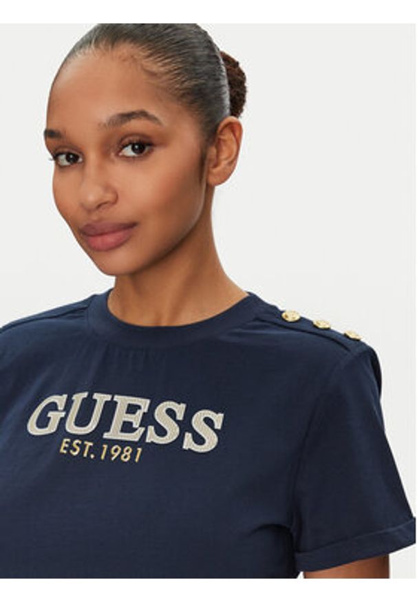 Guess T-Shirt W5GI15 K8FQ4 Granatowy Regular Fit. Kolor: niebieski. Materiał: bawełna