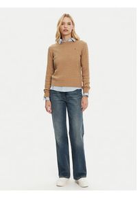 TOMMY HILFIGER - Tommy Hilfiger Sweter WW0WW44993 Brązowy Regular Fit. Kolor: brązowy. Materiał: bawełna #4