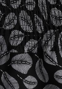 Renee - Czarne Bawełniane Spodnie z Szerokimi Nogawkami 7/8 i Gumką w Pasie Elenthe. Kolor: czarny. Materiał: bawełna. Wzór: aplikacja #4