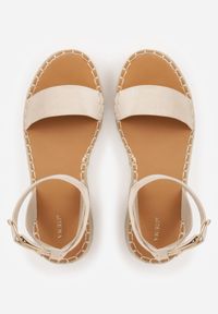 Renee - Beżowe Sandały VICES na Platformie Ozdobione Plecionką z Juty Pellitoris. Kolor: beżowy. Wzór: aplikacja. Sezon: lato. Obcas: na platformie. Styl: elegancki #9
