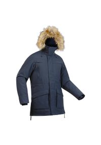 quechua - Parka turystyczna męska zimowa Quechua SH900 -20°C wodoodporna. Typ kołnierza: kołnierzyk stójkowy. Kolor: niebieski. Materiał: syntetyk, futro. Sezon: zima