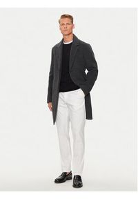 TOMMY HILFIGER - Tommy Hilfiger Płaszcz wełniany MW0MW36611 Szary Regular Fit. Kolor: szary. Materiał: wełna