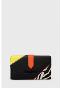 Desigual portfel damski kolor czarny. Kolor: czarny. Materiał: materiał