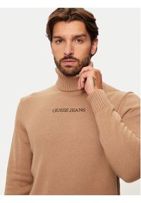 Guess Golf M4BR35 Z3HN2 Beżowy Regular Fit. Typ kołnierza: golf. Kolor: beżowy. Materiał: wełna, syntetyk